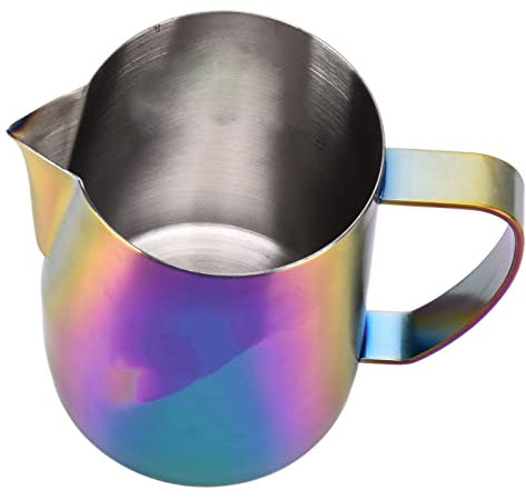 Milk Frother Pitcher, 600ML Stainless Steel Streamlined Cup Body Milk Frother Cup Milk Steaming Pitcher with Eagle Shape Spout for Family Kitchens, Coffee Shops, Bars, Restaurants