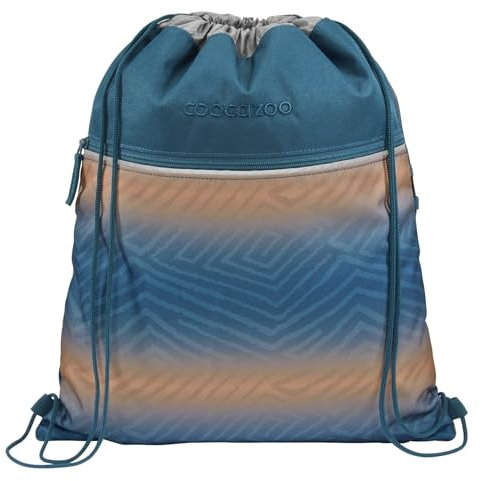 coocazoo Turnbeutel „Pacific Tribes”, blau-orange, mit Reißverschlussfach und Kordelzug, reflektierende Elemente, Schlaufen zur Befestigung am Schulrucksack, 10 Liter, ab der 3. Klasse