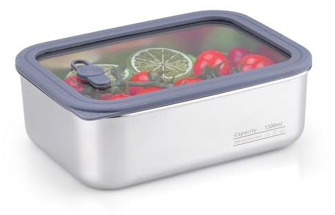 imposyu 1300ML Lunch Box Ermetico Acciaio Inox Porta Pranzo Riscaldabile Bento Box Microonde Lunch Box Termico Contenitore per il Pranzo per Scuola, Ufficio, Picnic, Viaggi