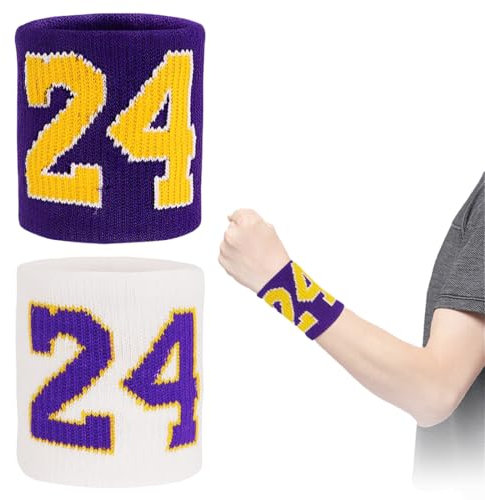 XUZOPIM 2 Sweatbands Wrist Children'S Set Sweatband Kobe 24 Basketball Anti Sweat Wrist Protection Football Children Sports Wristbands For Decoration Birthday Children Party Outdoor Activity