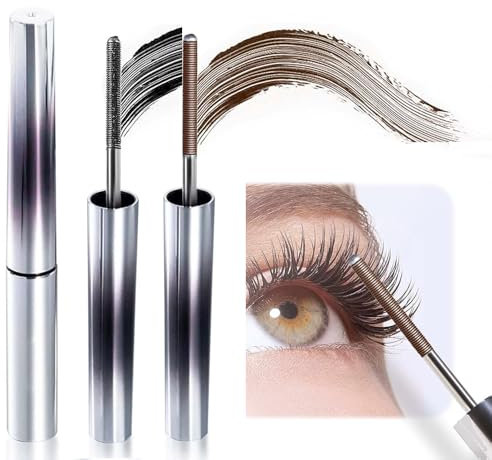 2025 Neu 3D Curling Wimperneisen, Iron Wand Mascara, Amazing Effect Mascara 3D Curling Eyelash Iron Mascara Schwarze Wimperntusche für Schwarz Extra Slim Super Curling Voluming Eyelash (B+S, 2)