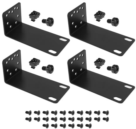 YINETTECH 2 Set di Staffe di Montaggio per Kit di Montaggio su Rack Compatibile con TP-Link Switch Router E Controller per Montaggio su Rack da 13 Pollici Nero