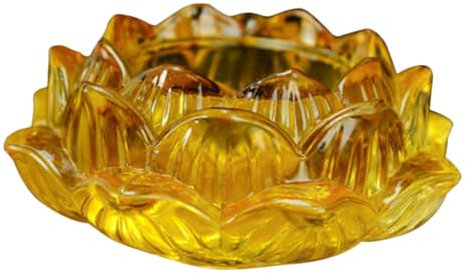 IMIKEYA Lotus Kerzenhalter Aus Glas Kerzenleuchter Kerzengläser Votiv- Laterne Kerzenwachs Dekorative Wohnaccessoires Statue Lotus-geburtstagskerze Perlmuttartig Brenner Lampe Yellow