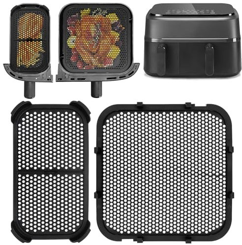 2 Stück Silikon Spritzschutz Zubehör für Philips Airfryer 3000 Dual Basket 5000 Series Dual Basket, Wiederverwendba Heißluftfritteuse Zubehör Effektiver Fettspritzschutz NA350 NA550 6L/3L