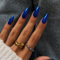 KQueenest Chrome Royal Blue Press on Nails Almond Medium Glitter Metallic False Nails Medium, Luxury Design Acrylic Fake Nails Set with Bling Mirror Effect Stick on Nail for Women 24 Pcs