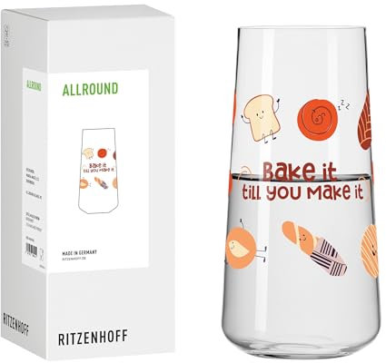 RITZENHOFF 8181002 Universalglas 600 ml - Serie Farm - Trinkglas Nr. 2 mit Obst-Gemüse-Motiv - bunt - Made in Germany
