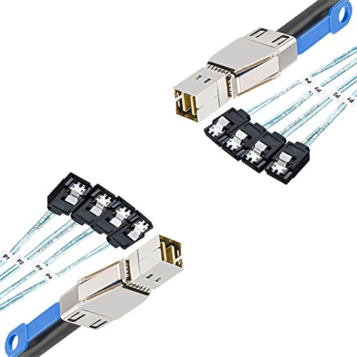 Lioggyet 2X Mini SAS HD SFF-8644 Una 4 x 7Pin Cable de Disco Duro Servidor de 12 Gbps Disco Duro Externo Cable 1M