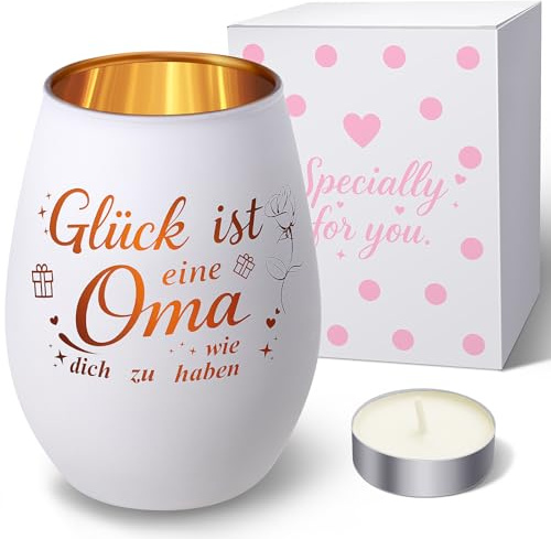 Geschenke für Oma Windlicht mit Gravur, Geburtstagsgeschenk für Beste Oma, Teelichthalter Dankeschön Geschenk Personalisierte Weihnachten Muttertagsgeschenk