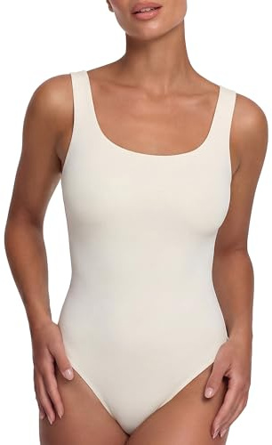 CFab Body Damen Rückenfrei Low Back String Baumwolle Ärmellos | Tiefer Rückenausschnitt glatter Stoff breite Träger und Druckknopfverschluss für offene Looks und bequemen Alltag