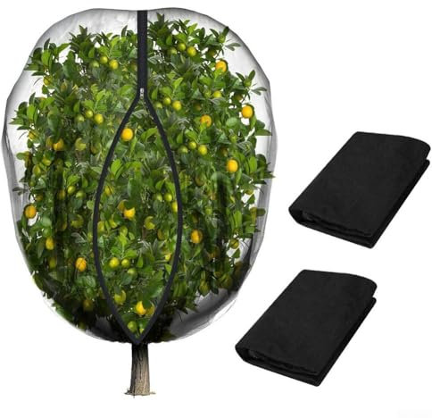 AugustknowU Fruit Trees Netting Zipper - 2Pcs Rawstring Fine Mesh Garden Netting Bags, Mesh Covers For Blueberry,Pear,Peach,Orange Trees(1 * 1m)