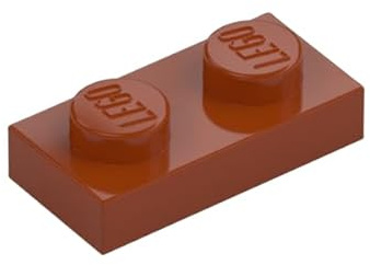 LEGO Plate 1 x 2, Building Brick Component, Part 3023, Choose Your Colour (Dark Orange, 50, Bricks)