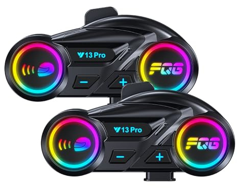 Lot de 2 interphones pour casque de moto, IP56, étanche, antibruit, casque Bluetooth avec micro 2 en 1, portée de 500 m, appareil de communication 2 cavaliers, mains libres HD, casque d'écoute musique