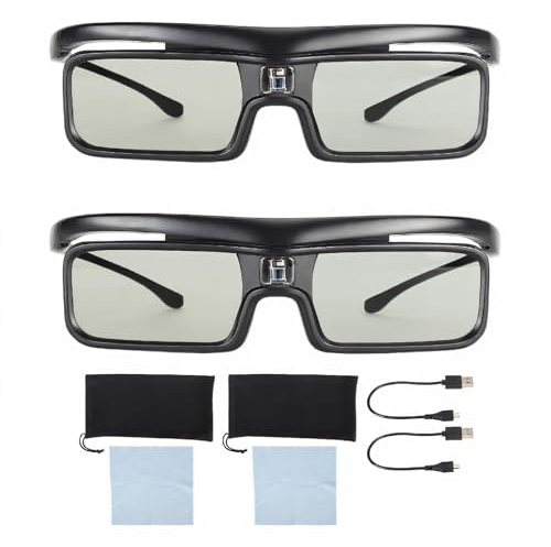 YUEHISY DLP Link 3D Glasses, Rechargeable Active Shutter Glasses, Compatibility with Active Shutter Technology, for 2500 3000 Pro 3500 Pro
