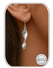 LOLIAS Silber 925 Hängende Ohrringe Lange Spirale Wassertropfen für Damen | Hypoallergene Sterling Silber Ohrringe Boho für Damen Schmuck Geschenke