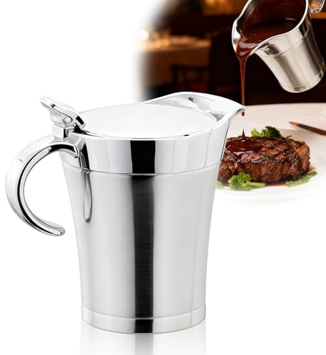Edelstahl Sauciere 750 ml Soßenschüssel, Doppelt Isoliert Edelstahl Thermo Sauciere Soßenkanne, Thermsauciere Groß mit Deckel, Saucenbecher für Soße Sahne Sauce Senf Mayonnaise