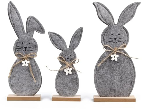 3 Stück Osterhasen Deko Groß Filz, Deko Aufsteller für Ostern, Osterdeko zum Hinstellen, Ostern Rabbit Dekoration Innen Osterdekoration Natürlich
