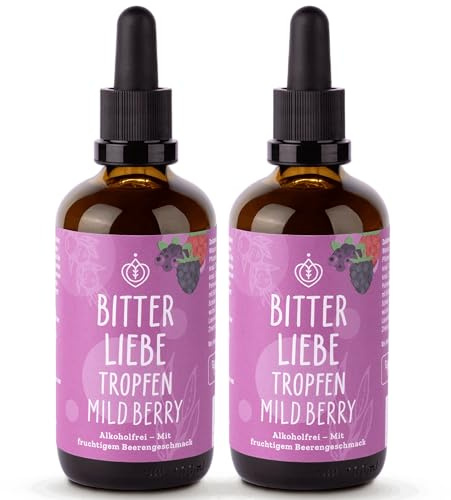 BitterLiebe - Bittertropfen Mild Berry - alkoholfreie Bitterstoffe Tropfen mit Fruchtgeschmack - Artischocke & Löwenzahn für die Verdauung* - gegen Süßhunger - Vegan & Made in Germany