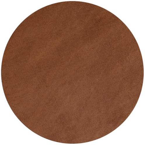 KADIMA DESIGN Wohnteppich Einfarbig Uni Pflegeleicht Waschbar Microfaser Rund Braun 120x120 cm Wohnzimmer Fußbodenheizung geeignet Oeko-TEX rutschfest Gekettelt Flur Schadstoffgeprüft | Lech