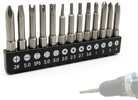 Juego de 13 puntas de destornillador magnéticas de acero especiales: hexagonales de 1/4 pulgadas, Phillips, en U, Y, de tres puntos, ideales para reparaciones electrónicas, automóviles y domésticas