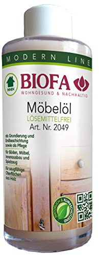 Biofa Möbelöl lösemittelfrei - Möbelpflege für rohe Holzmöbel, geölte Möbel, Innenausbau (0,15 Liter)
