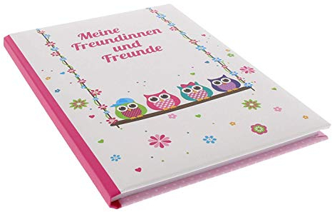 goldbuch 43944 Freundebuch Eulen auf Schaukel, A5, 84 illustrierte Seiten, für Kita, Hort und Grundschule, für Beste Freunde in der Schulzeit, Kunstdruck laminiert, Weiß