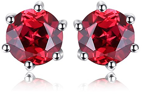 JewelryPalace Rundschliff 1.3ct Echt Granat Ohrstecker Silber 925 Damen, Naturstein Schmuck Set Rot, Ohrringe Silber Edelstein Mädchen, Ohrstecker Silber Klein mit Stein Frauen Geschenk