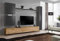 All4All Wohnwand SW 8 - Wohnzimmermöbel - Schrankwand für Wohnzimmer - Wohnzimmerschrank - Anbauwand Hängend - Modern Grau+Wotan 21