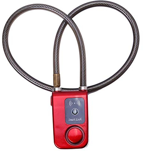 WEIPAI Fahrradschloss mit Alarm, Smart Bluetooth Radschloss Kettenschloss Anti-Diebstahl Alarm Telefon APP-Steuerung (Rot)