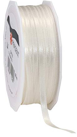 Präsent C.E. Pattberg Satin Elfenbein, 50 m Satinband zum Einpacken von Geschenken, 6 mm Breite, Geschenkband zum Dekorieren & Basteln, Dekoband, Anlass