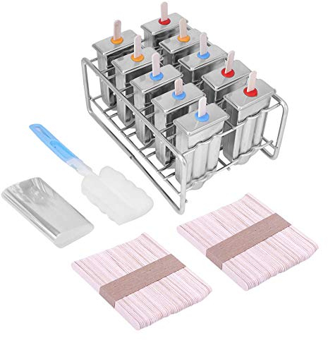 10 Pcs En Acier Inoxydable Crème Glacée Pop Moules Frozen Ice Cream Maker Moule Lolly Popsicle Moule + 100 Pcs Bâton Titulaire(Tête ronde)