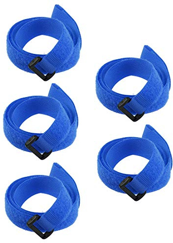 sourcing map 5Stk. Klettband 1-Zoll x 31-Zoll Sicherungsgurte Wiederverwendbarer Kabelbinder Blau