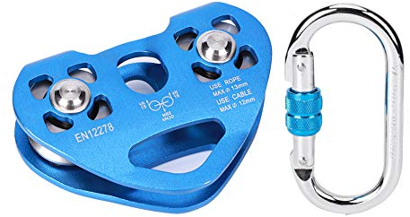 MAGT Seilrolle Umlenkrolle, Herzförmige Doppelwelle Kletterrolle mit O Förmigem Karabiner, Klettern Doppelseilrolle Umlenkrollen für Seil Max 13 mm