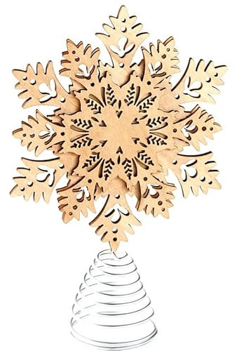 The Lakeside Collection Weihnachtsbaumspitze aus Holz mit geschnitzter Optik