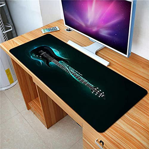 KJXNED - Tapis de Souris Gaming XXL 1000x500 mm Guitare Instrument Noir Gamer Mouse Pad Surface Antiderapant Base en Caoutchouc Antidérapante pour Gamer PC et Ordinateur Portable