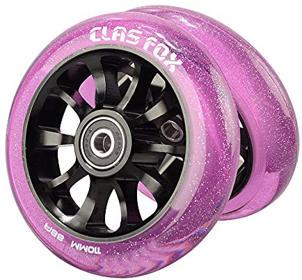 CLAS FOX Pro Stunt Scooter Rollen Roller Räder 110mm EIN Paar mit ABEC-9 Kugellager CNC Metallker (2 stücke) (Transparent lila)