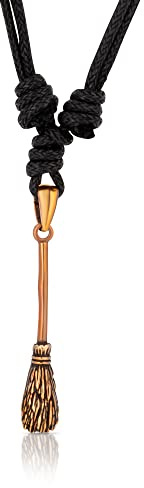 NKlaus 3cm Kettenanhänger Hexenbesen Bronze für Damen Kinder, 1 Stück | Band; Schmuckanhänger