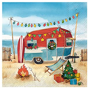 IHR Ideal Home Range - Papierservietten CAMPING AT THE SEA 20 St. Lunch-Servietten 33 cm x 33 cm