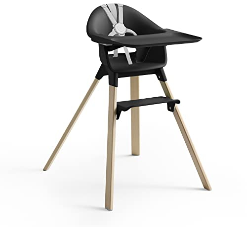 Stokke Clikk Hochstuhl, Black Natural – Rundum-Paket mit Tray & Sicherheitsgurt – Leicht, robust & reisefreundlich – Ergonomisch mit verstellbaren Funktionen – Ideal für 6–36 Monate oder bis 15 kg
