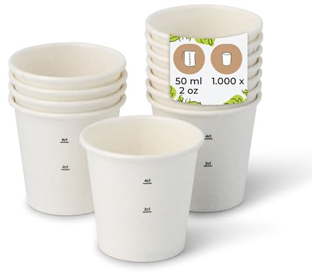 BIOZOYG Bio Kaffeebecher 1000 Stück Pappe weiß, 50 ml/2oz, kompostierbar | Chlorfrei gebleichter Karton mit wasserbasierter Innenbarriere, DIN13432 kompostierbar, für Getränke bis 100 °C, unbedruckt