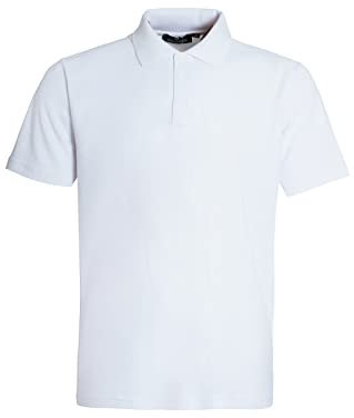 NY Deluxe Edition Mens Polo Shirts Short Sleeve Premium Regular Fit Pique Work Casual Plain Top (XL, White)