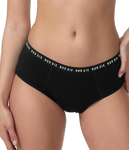 Nur Die Alles Geregelt Perioden-Unterwäsche für extrastarke Blutung waschbarer saugfähiger Panty Bio-Baumwolle, schwarz, XL