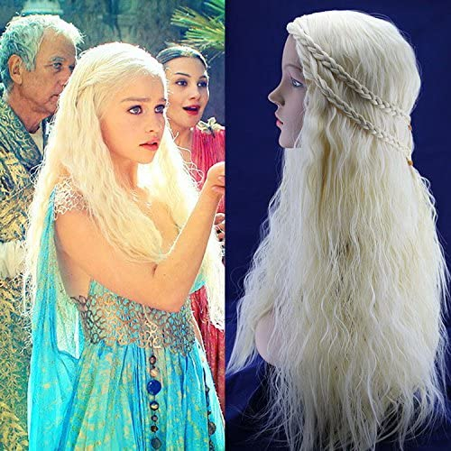Daenerys Targaryen Drachenprinzessin-Perücke, hellgoldfarben, , Z?pfe, Cosplay-Perücke, Kostüm