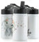 Hairyworm Personalised Water Bottle, 350ml White Sports Flask with Straw Cap Flip Lid, Stainless Steel, Customised with Initial/Name, Elephant Rain Drop Glitter Print Design Print