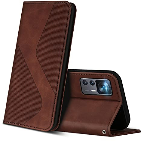 ZONNAVI Hülle für Xiaomi 12T / 12T Pro, PU Leder Handyhülle mit Kartenfächer und Standfunktion, Lederhülle Flip Wallet Case Schutzhülle für Xiaomi 12T / 12T Pro (Braun)