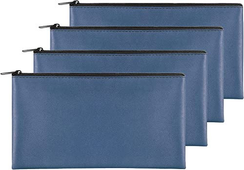 4 x Geldbeutel, 27,9 x 15,2 cm, sichere und langlebige Geldtaschen mit Reißverschluss für Bargeld, wasserdicht, Münzgeldbeutel, PU-Leder, Banktaschen mit Reißverschluss für Schecks, Make-up,