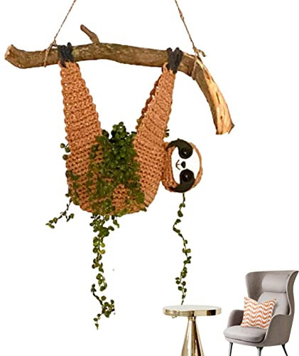 pologmase Faultier Sukkulenten Pflanzgefäß, Pflanzgefäß Supplies, Tier Wand Pflanzgefäß, Faultier Geschenke, Häkeln Faultier Pflanze Aufhänger Für Sukkulenten Topf, Makramee Pflanze Aufhänger, Outdoor