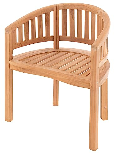 SONLEX Bananen-Stuhl Teak-Holz behandelt – Gartensessel Gartenstuhl Balkonstuhl Veranda-Stuhl Gartenmöbel geschwungen massiv handgemacht