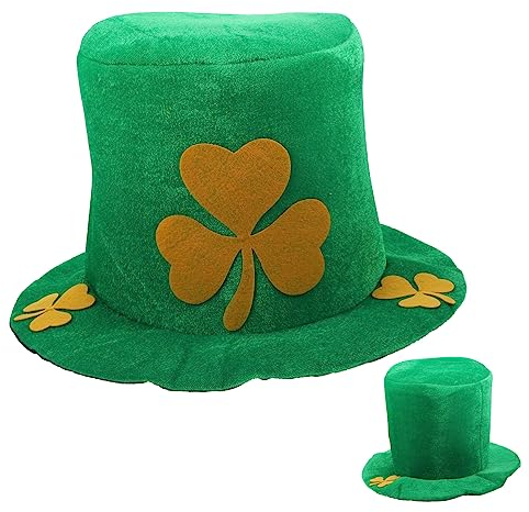 FELTECHELECTR Grüner Kobold Hut für St Patrick Day Kreative Kleeblatt Tophat aus Vliesstoff Party Accessoire und Dekoration für Festival und Kostümparty Unisex Feiern