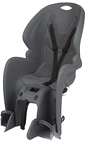 DIEFFE 8020200002 - Siège Arrière Bikey GP pour Vélo avec Roues de 26'' à 29'' Convient aux Enfants de 9 à 22 Kg avec Ancrage sur Le Porte-Bagages en Couleur Gris Foncé/Rouge