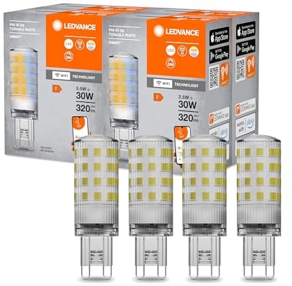 LEDVANCE SMART+ WiFi SPECIAL PIN CL 30 LED-Lampe mit Retrofit-Stecksockel G9, 3,5W, 320lm, 2700K bis 6500K, Weißlichtfunktion, dimmbar, lange Lebensdauer, einfache Installation, App-steuerbar, 4-Pack